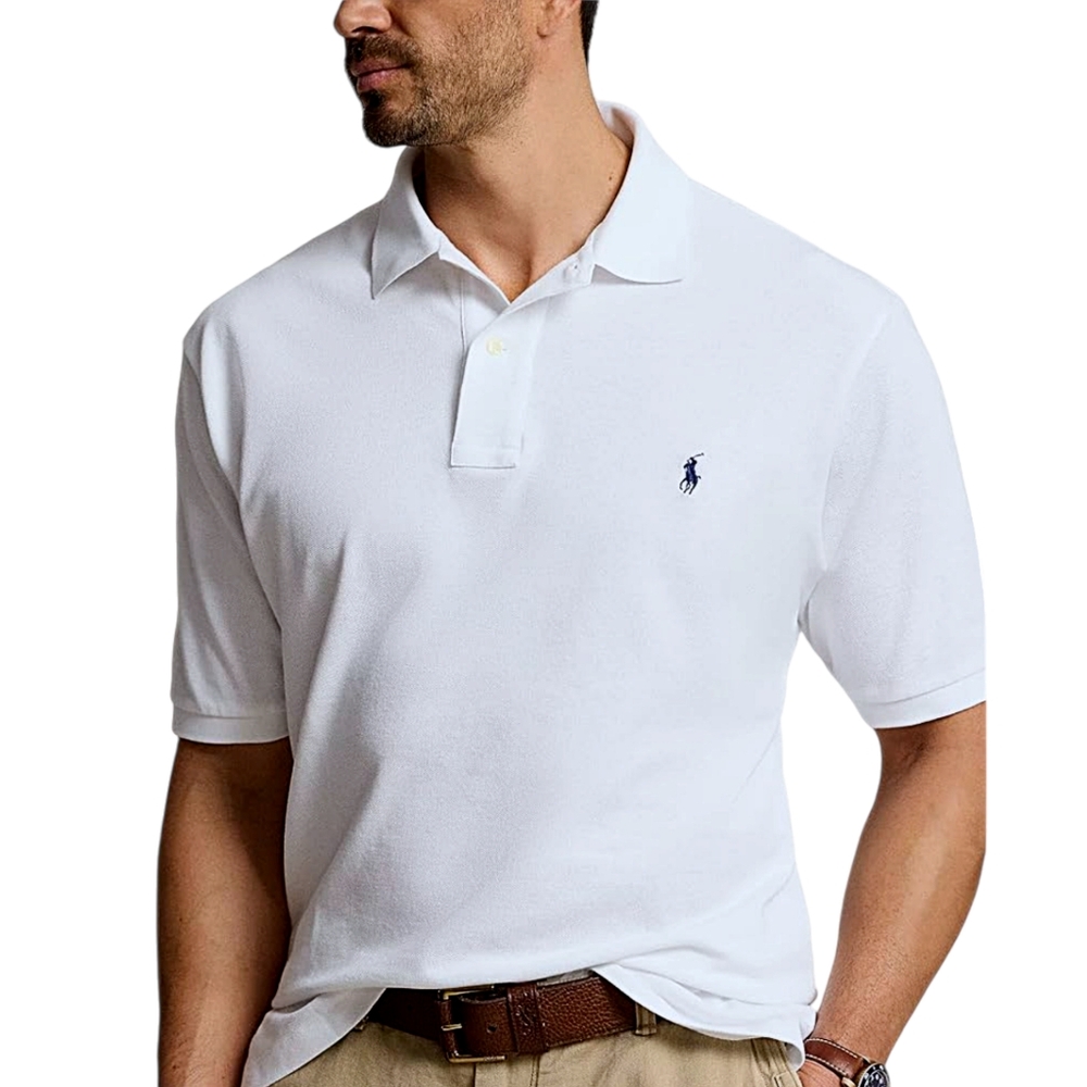Polo Ralph Lauren Iconic White Short Sleeve Mesh Cotton Polo Shirt • Boy's 18-20